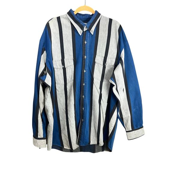 Roper Rodeo Blue Western Shirt Men's 2X Cowboy Long Sleeve Button Down - Picture 1 of 14